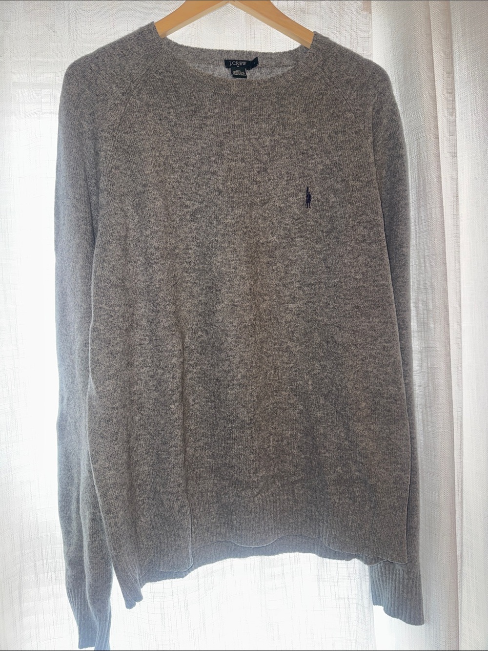 J. Crew 100% Lambs Wool Men's L Grey Crewneck Sweater